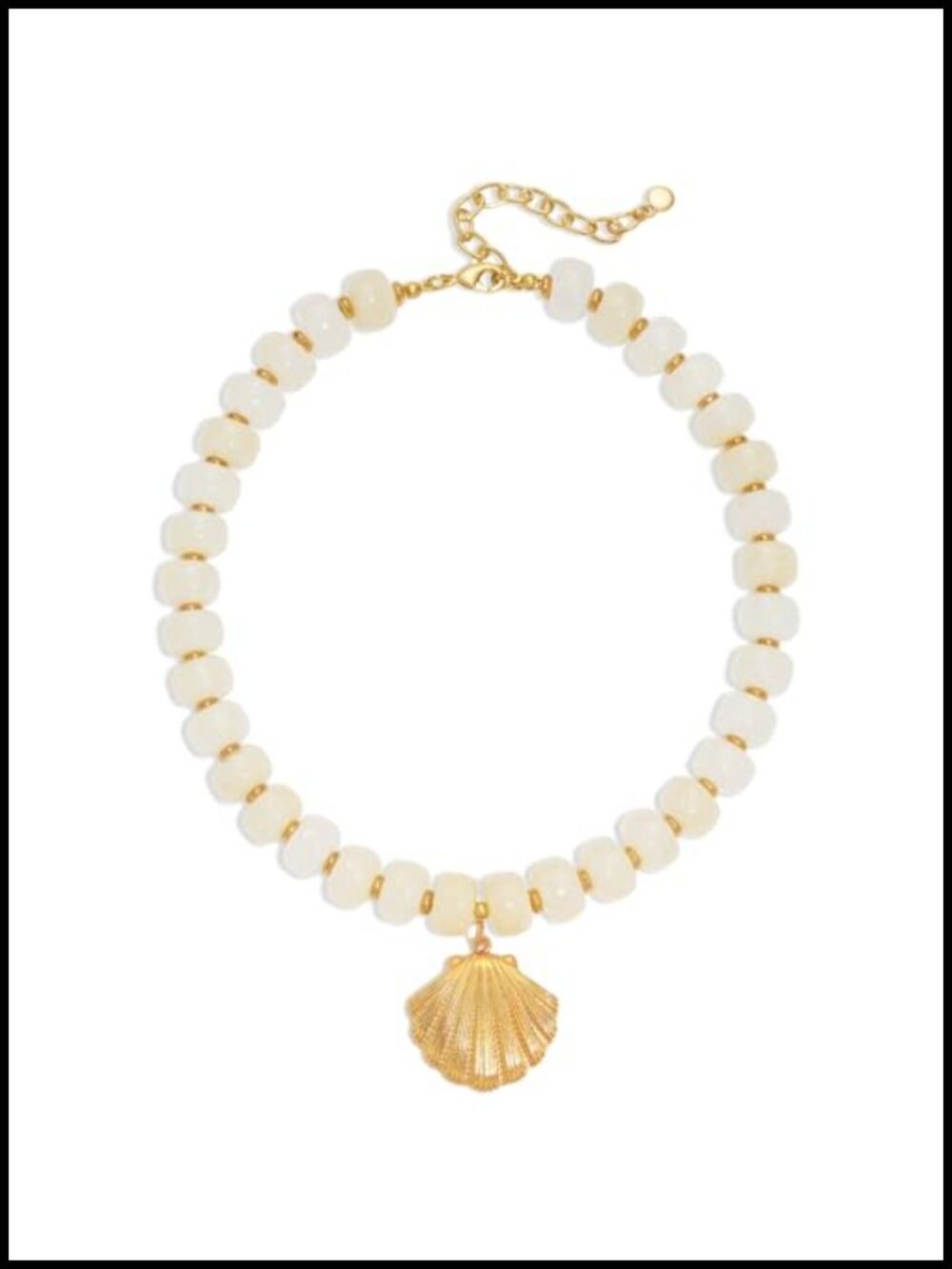 Chunky Beaded Necklace with Shell Pendant, Summer Trendy Jewelry